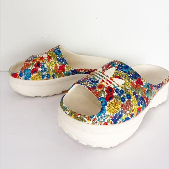 adidas Shoes - adidas Floral Multicolor Slide Sandals - White Soles